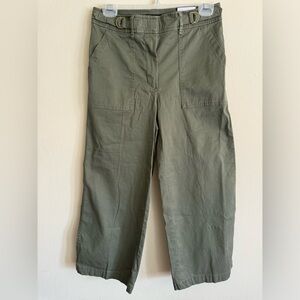 White House Black Market Military Green The Wide-Leg crop Pants Size 4